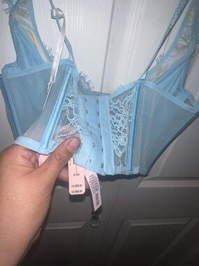 Light Blue Lace Bustier Corset Top - Women Intimates